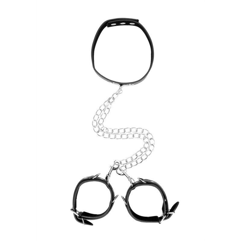 Bonded Leather Collar with Hand Cuffs