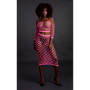 Top court à manches longues et jupe longue - Taille unique - Rose néon