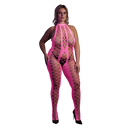 Bodystocking avec halter - Grande taille - Rose néon
