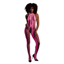 Bodystocking avec col halter - Taille unique - Rose fluo