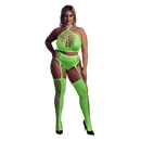 Ensemble Deux Pièces avec Crop Top et Bas - Grande Taille - Vert Fluo