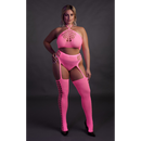 Ensemble deux pièces avec crop top et bas - Grande taille - Rose fluo