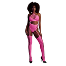 Ensemble Deux Pièces avec Crop Top et Bas - Taille Unique - Rose Néon