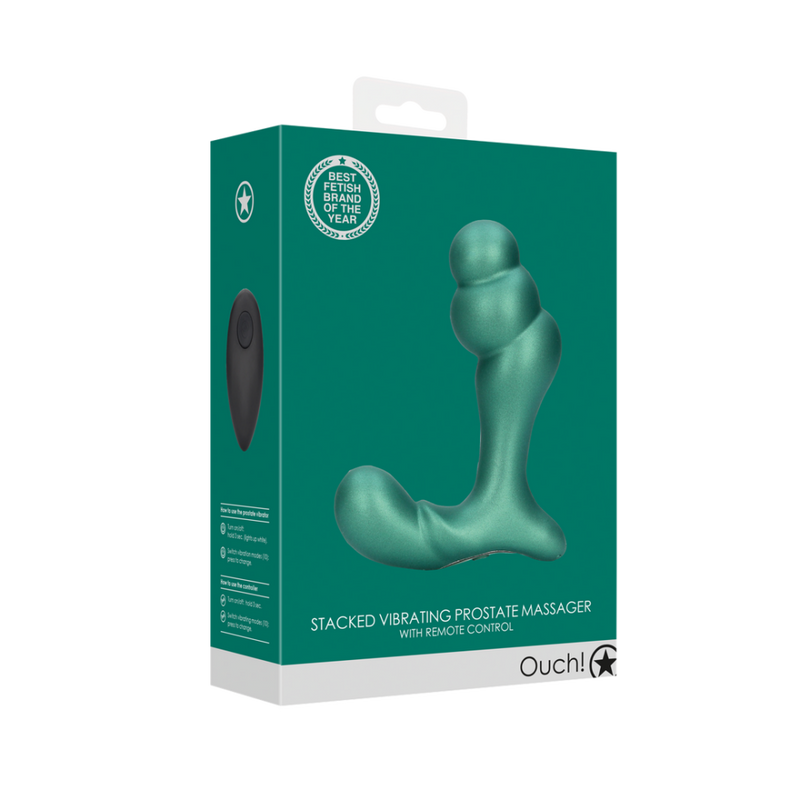 Stacked Vibrating Prostate Massager with Remote Control - Metallic Green