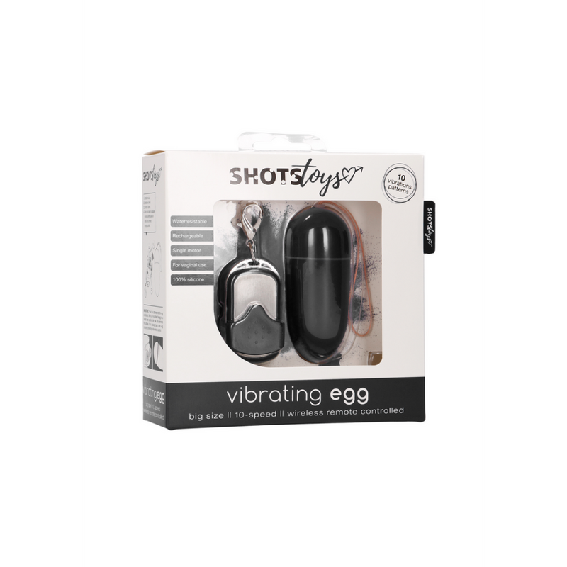Vibrating Egg with 10 Speeds and Remote Control - L - Black