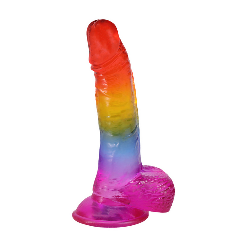 Pénis Réaliste avec Testicules - 8,5 / 21,6 cm - Arc-en-ciel