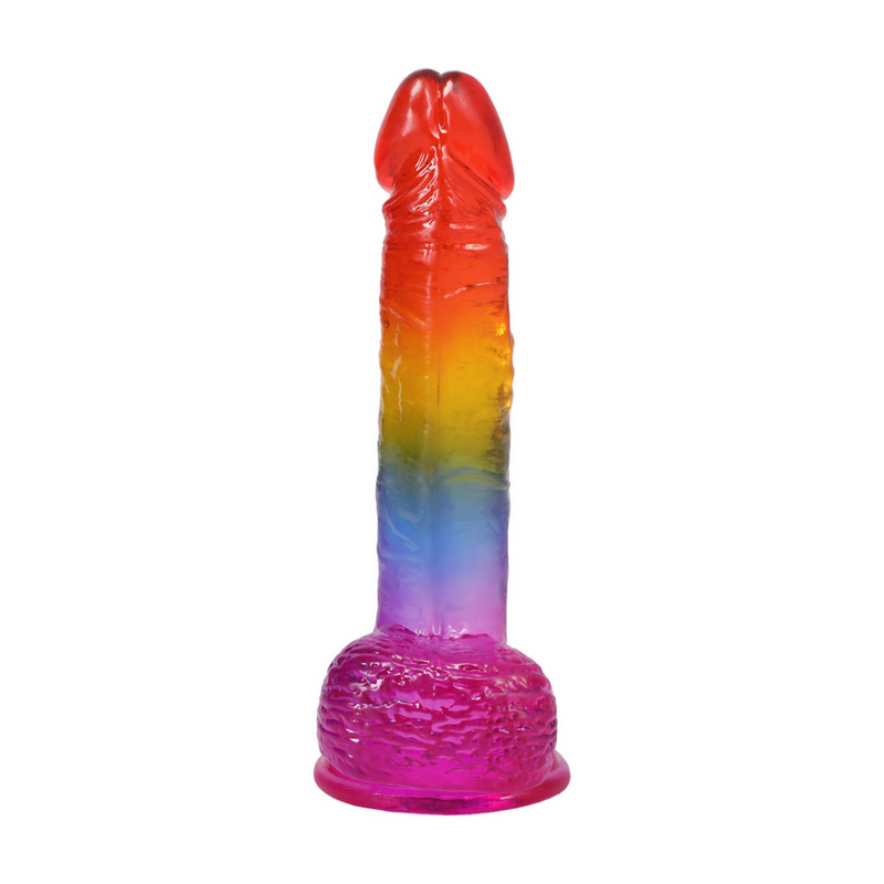 Pénis Réaliste avec Testicules - 8,5 / 21,6 cm - Arc-en-ciel