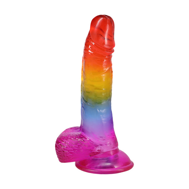 Pénis Réaliste avec Testicules - 8,5 / 21,6 cm - Arc-en-ciel