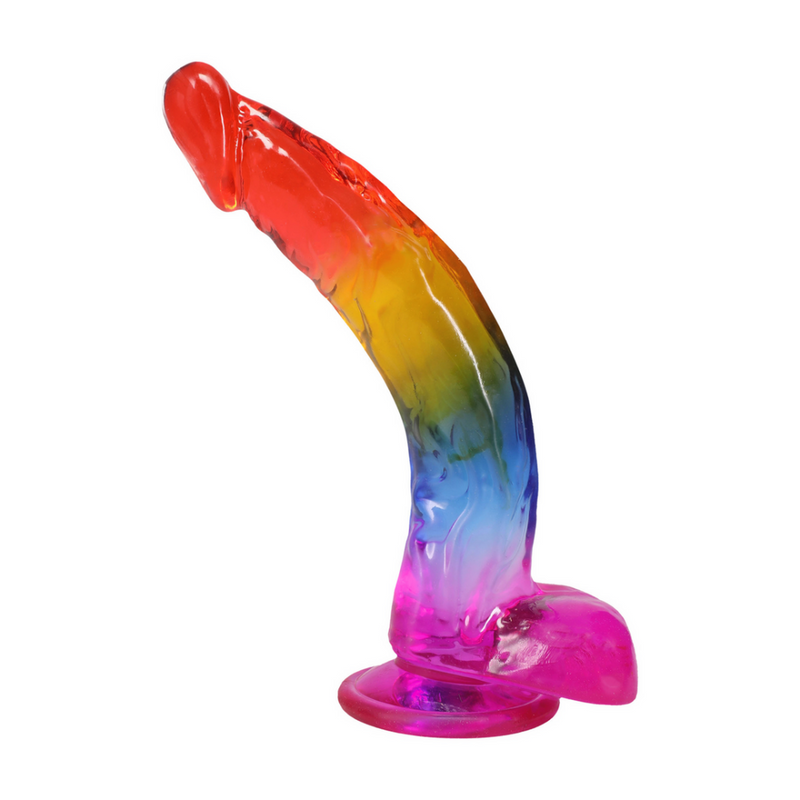 Pénis Réaliste avec Testicules - 9,5 / 24,1 cm - Arc-en-ciel