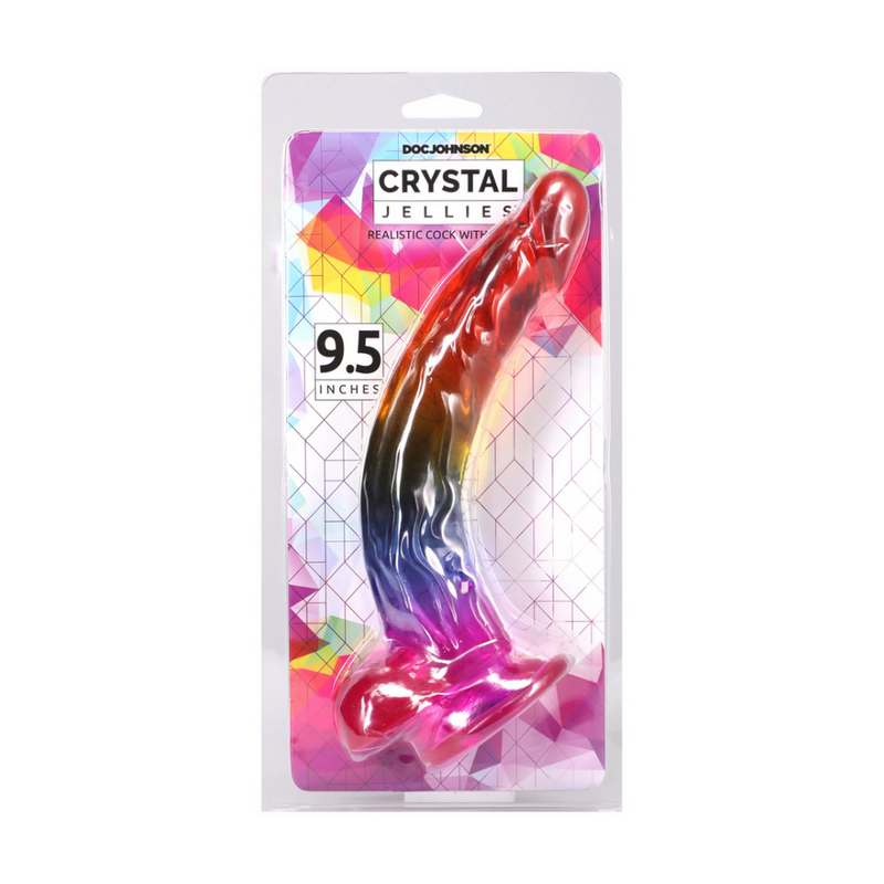 Pénis Réaliste avec Testicules - 9,5 / 24,1 cm - Arc-en-ciel