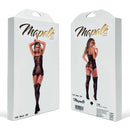 Bodystocking en résille avec encolures et bretelles - Taille unique - Noir