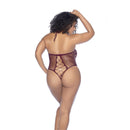 Body en résille florale - Taille reine - Cerise