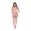 Ensemble de Bodysuit en Résille Florale - Taille Unique - Bubbelgum Pink