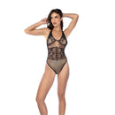 Body en résille florale avec strass - Taille unique - Noir/Strass