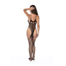 Body en résille avec détails en strass - Taille unique - Noir/Strass