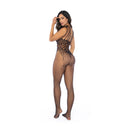 Bodystocking en résille léopard - Taille unique - Noir