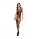Bodystocking en résille florale - Taille unique - Noir