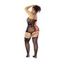Bodystocking en résille serpent - Taille reine - Noir/Rouge
