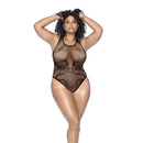 Body en résille serpent avec strass - Taille reine - Noir/Strass