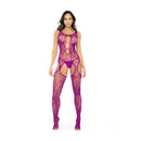 Bodystocking en résille florale - Taille unique - Orchidée rose