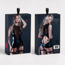 Nyala - Robe porte-jarretelles transparente et effet mouillé avec string - L/XL - Noir