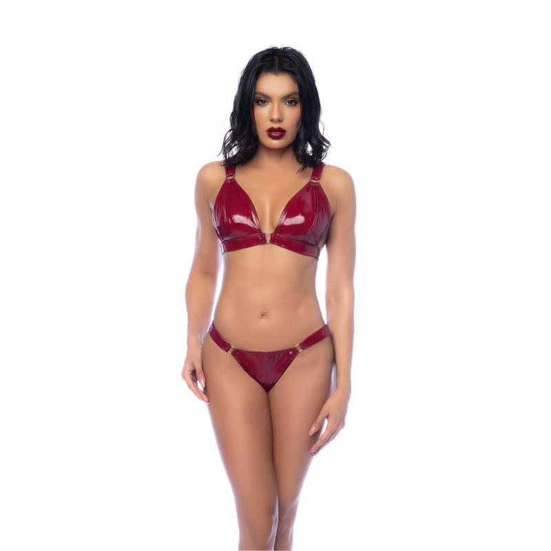 Ensemble de soutien-gorge deux pièces - M - Rouge vin brillant