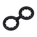 Silicone Double Stamina Cockring with Metal Beads - Black