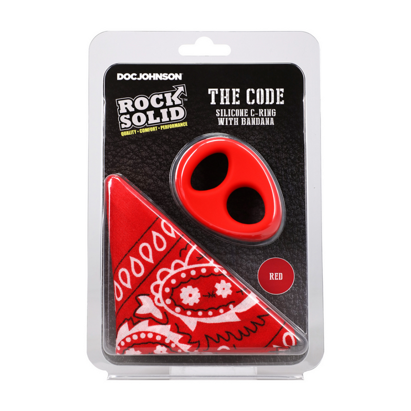 The Code - Cockring en silicone avec bandana - Rouge
