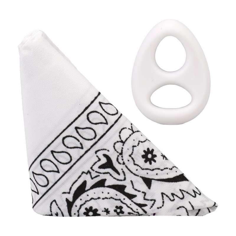 The Code - Cockring en silicone avec bandana - Blanc