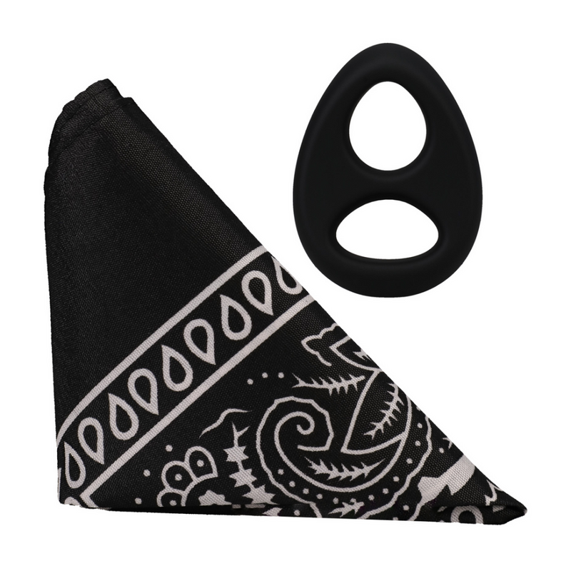 The Code - Cockring en silicone avec bandana - Noir