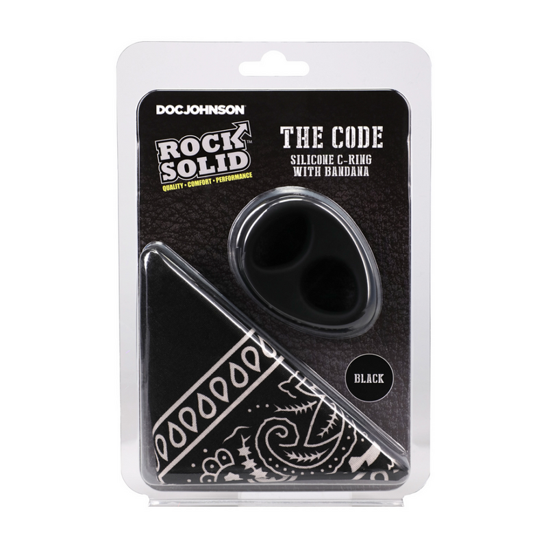 The Code - Cockring en silicone avec bandana - Noir