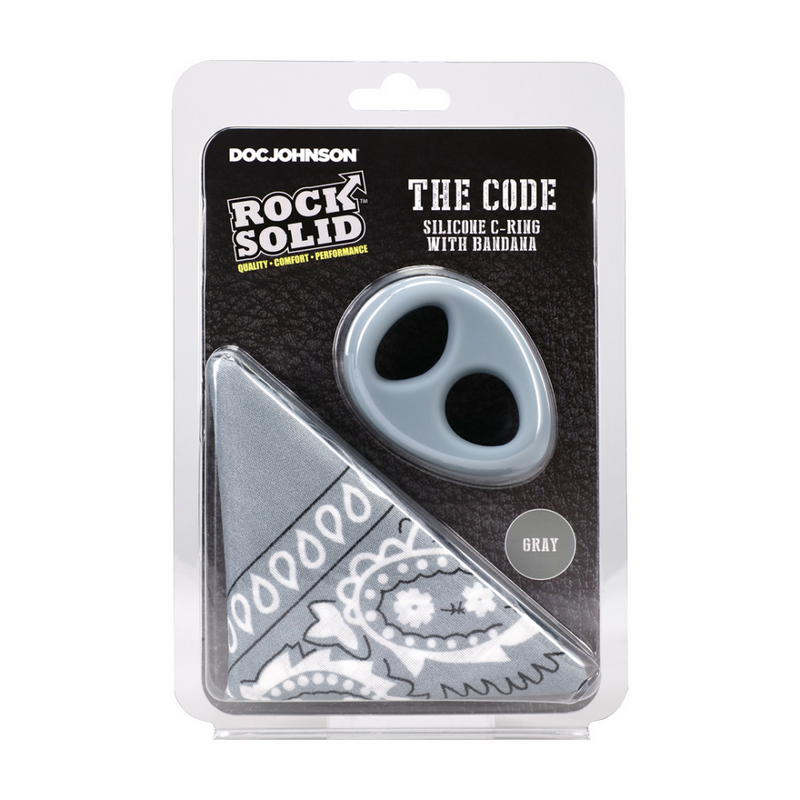 The Code - Cockring en silicone avec bandana - Gris