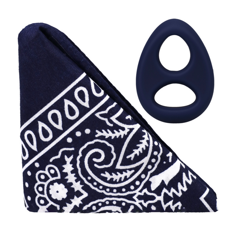 The Code - Cockring en silicone avec bandana - Bleu marine