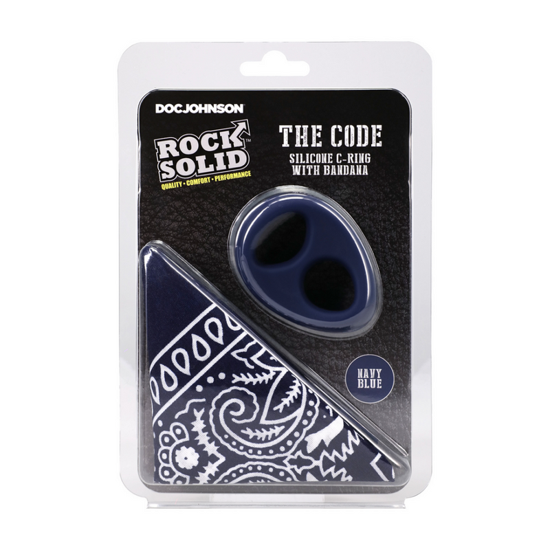 The Code - Cockring en silicone avec bandana - Bleu marine