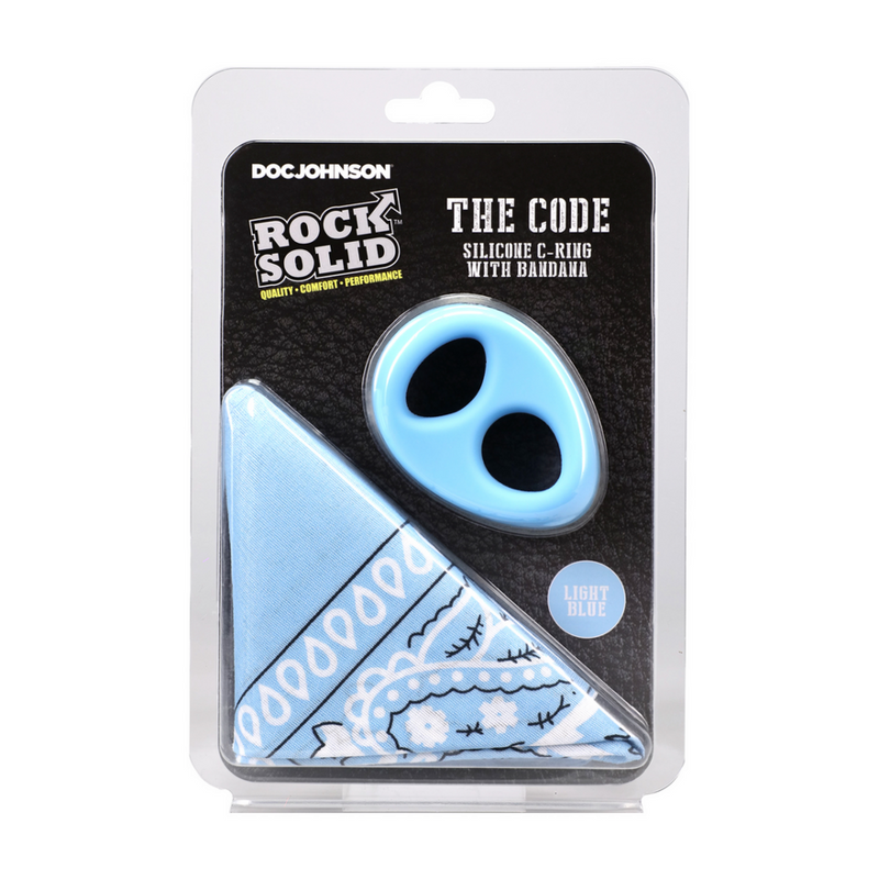The Code - Cockring en silicone avec bandana - Bleu clair