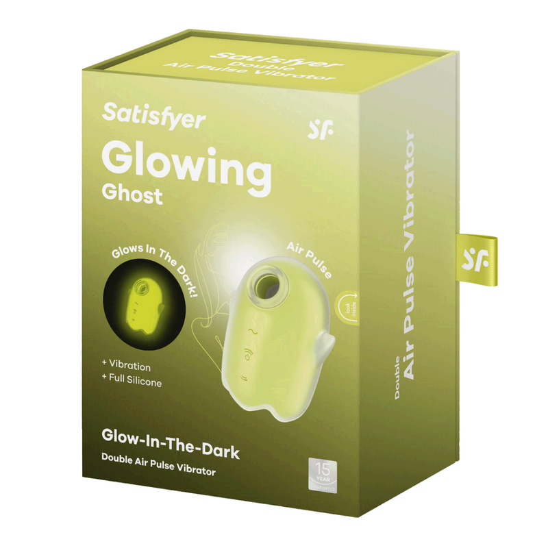 Glowing Ghost - Glow in the Dark - Double Air Pulse Vibrator - Yellow