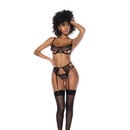 Yours Truly - Ensemble de soutien-gorge à trois pièces avec bonnets ouverts - S/M - Noir