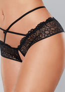 Panty ouvert avec dentelle et bretelles croisées - Taille unique