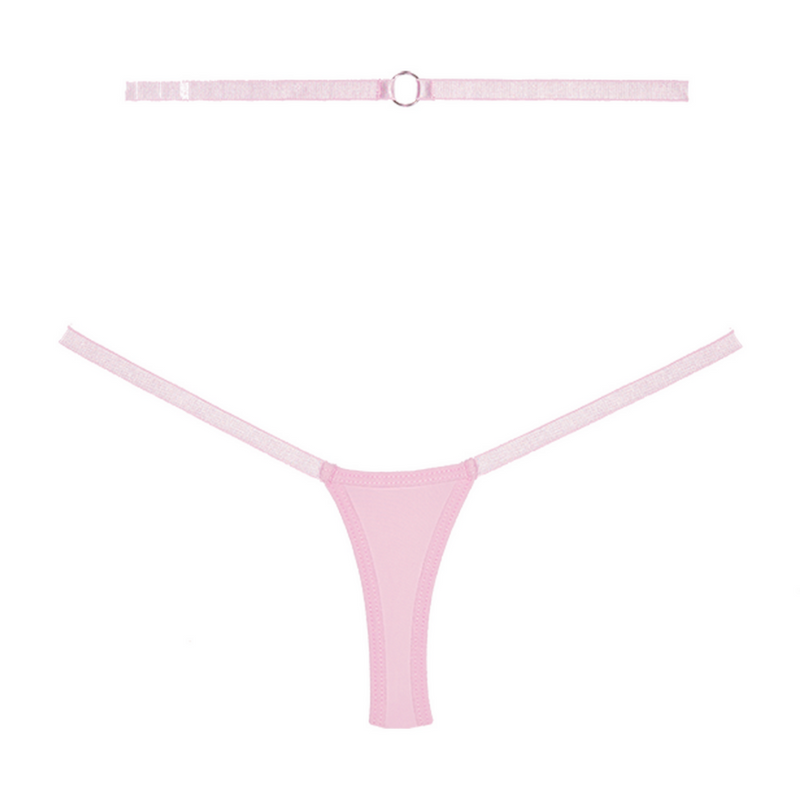 Cherished - Lace and Mesh Thong - OS - Pink
