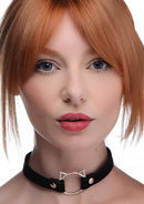 Kinky Kitty Ring Slim Choker - Cuir PU - Noir