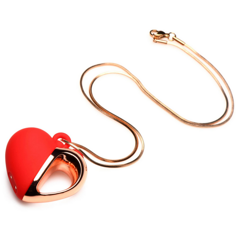 Collier en silicone vibrant en forme de cœur - Rouge