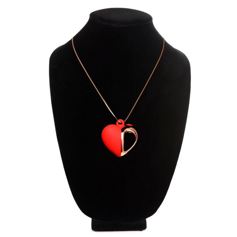 Collier en silicone vibrant en forme de cœur - Rouge
