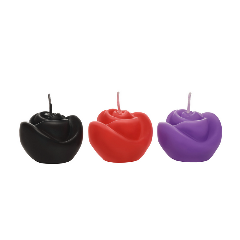 Ensemble de bougies Fire Garden Rose - 3 pièces - Noir/Violet/Rouge