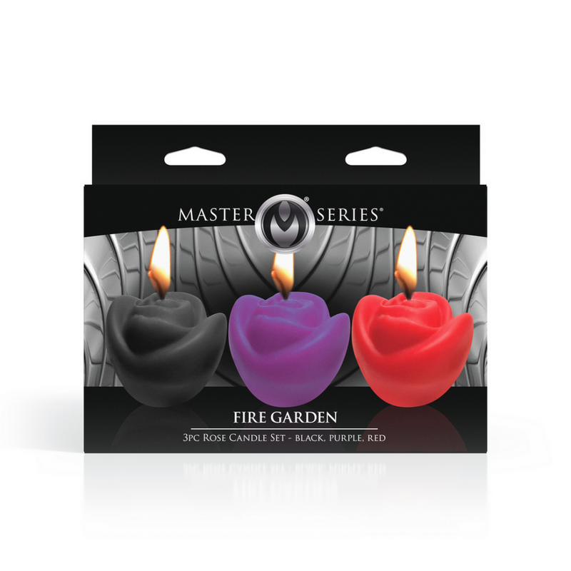 Ensemble de bougies Fire Garden Rose - 3 pièces - Noir/Violet/Rouge