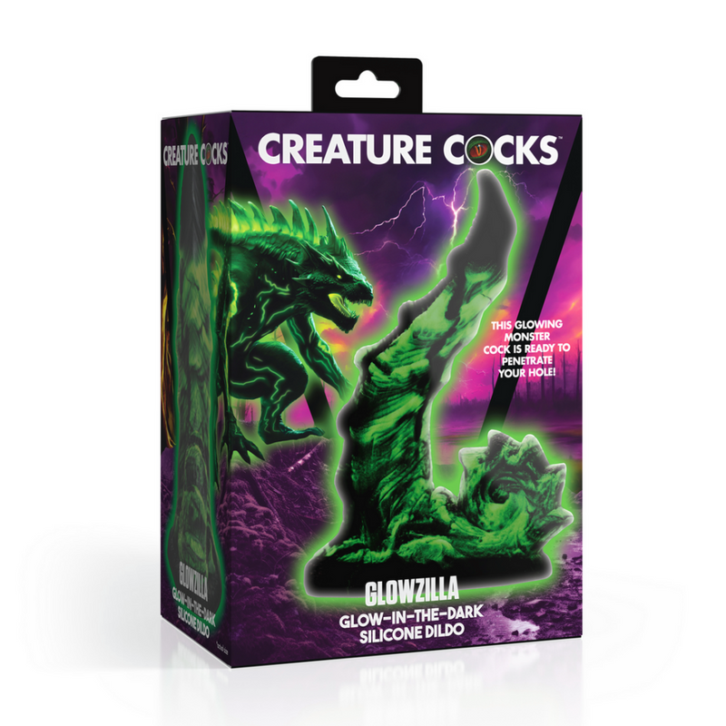 Glowzilla - Dildo de silicona que brilla en la oscuridad - Verde/Negro