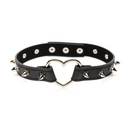 Collier ras du cou en forme de cœur avec pointes - Noir