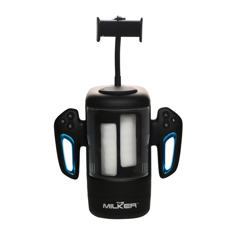 Cyber Milker - Masturbateur vibrant et stimulant avec support pour téléphone - Transparent/Noir
