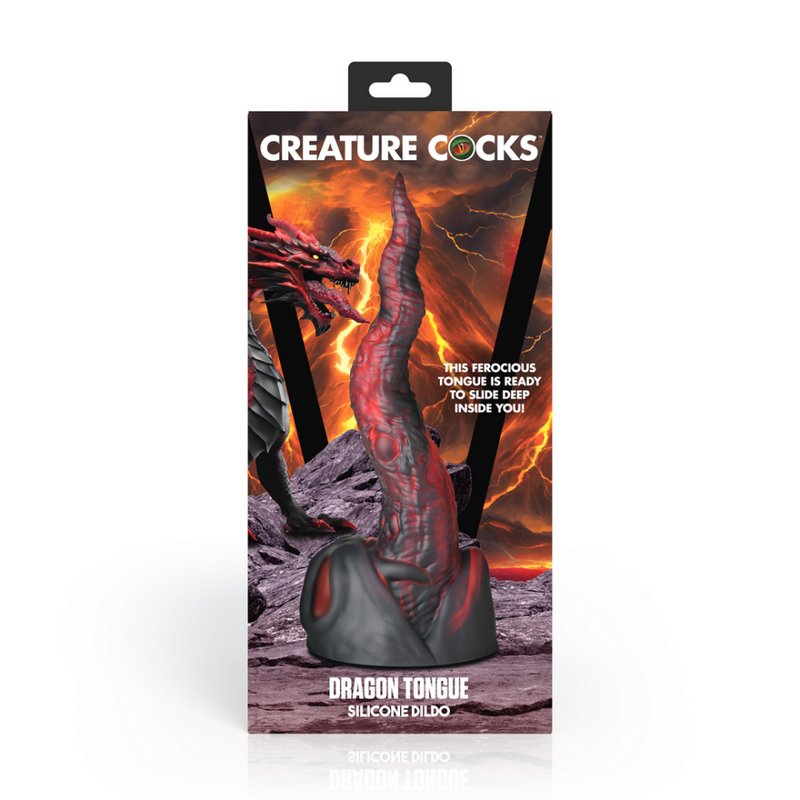 Dragon Tongue - Dildo de Silicona - Rojo/Negro