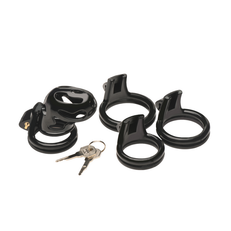 Hard Stop - Jaula de Castidad de Doble Anillo - Negra
