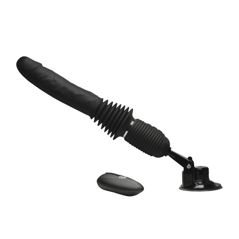 Ultimate Power Pounder - Dildo de silicona vibrante y con empuje con control remoto - Negro